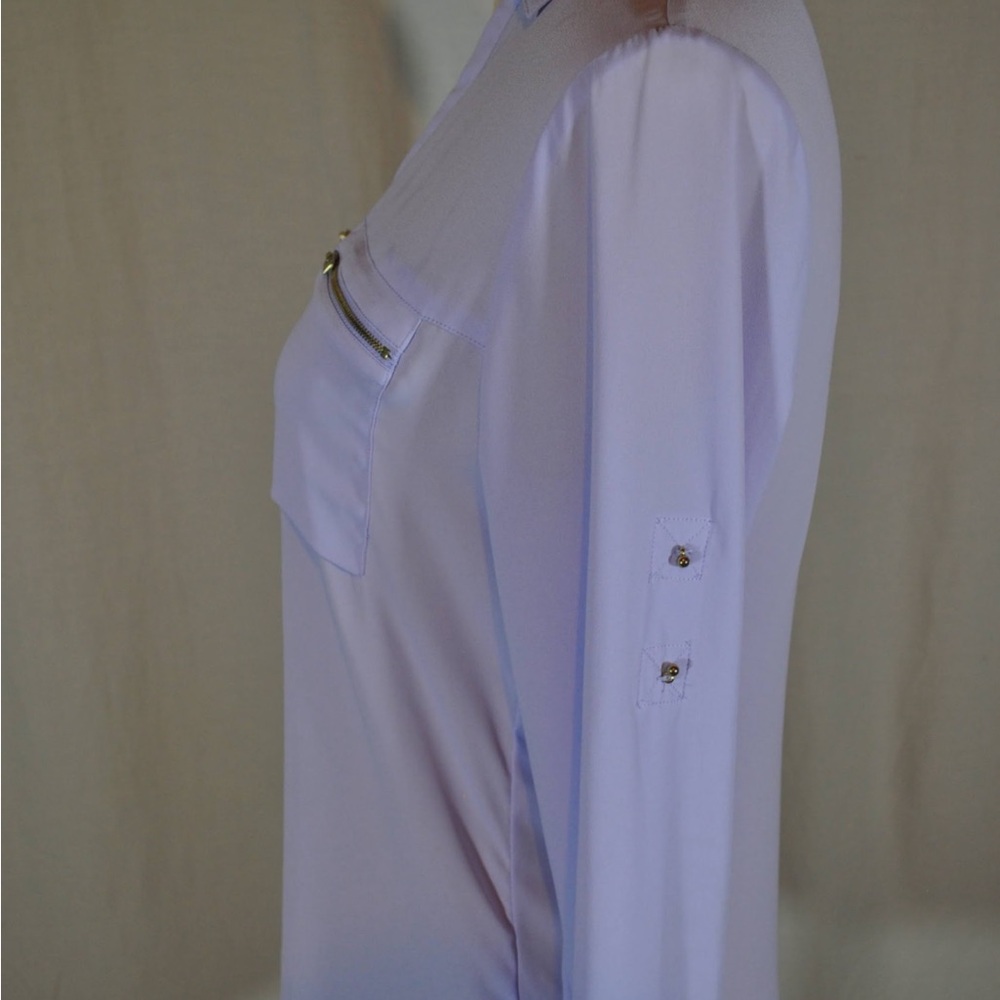 Express Lavender 1/4 botton Blouse - Picture 8 of 13